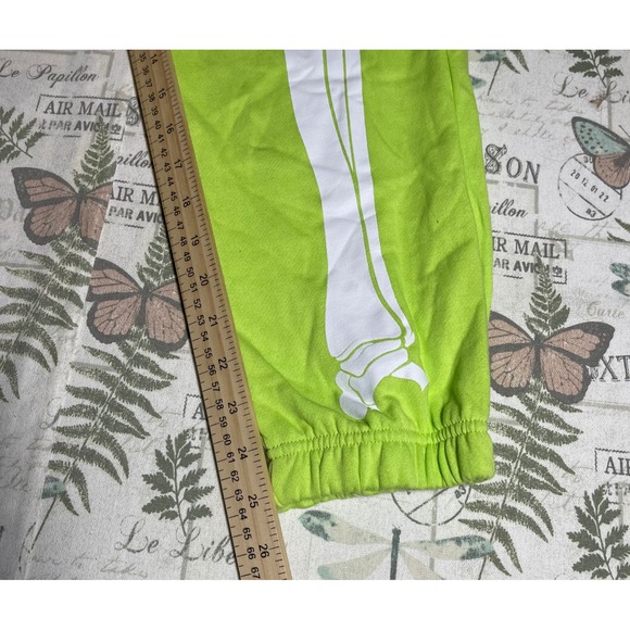 MIGHTY FINE Neon Green Skeleton Graphic Jogger Sweatpants Womens Medium - Picture 6 of 7